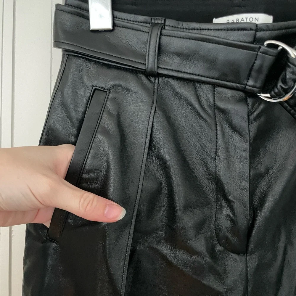 Aritzia Babaton Black Vegan Leather Trouser Pant - Picture 4 of 6